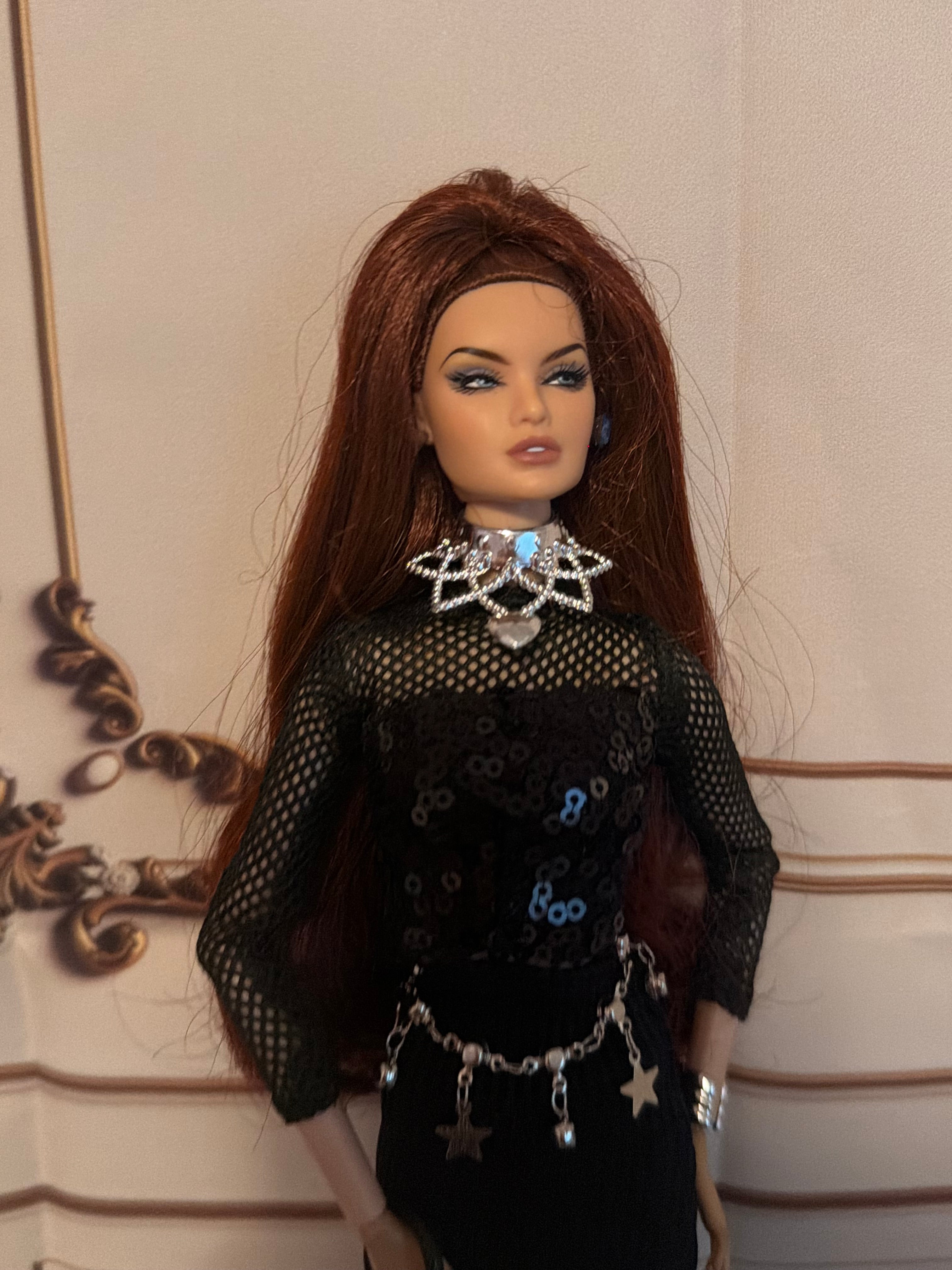 Black Mesh top, black sequin top, black skirt, accessories, complete outfit, free gift 🎉