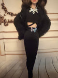 Black Mesh top, black sequin top, black skirt, accessories, complete outfit, free gift 🎉