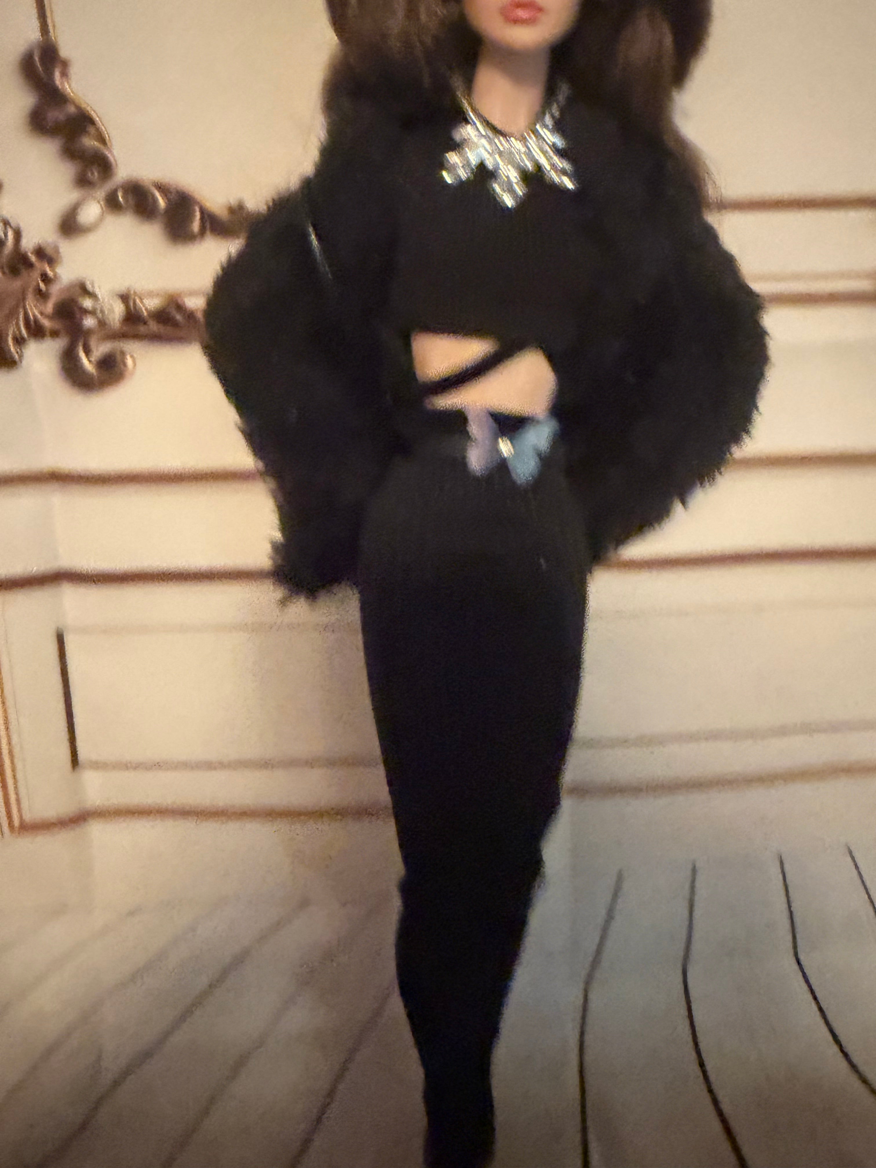 Black Mesh top, black sequin top, black skirt, accessories, complete outfit, free gift 🎉