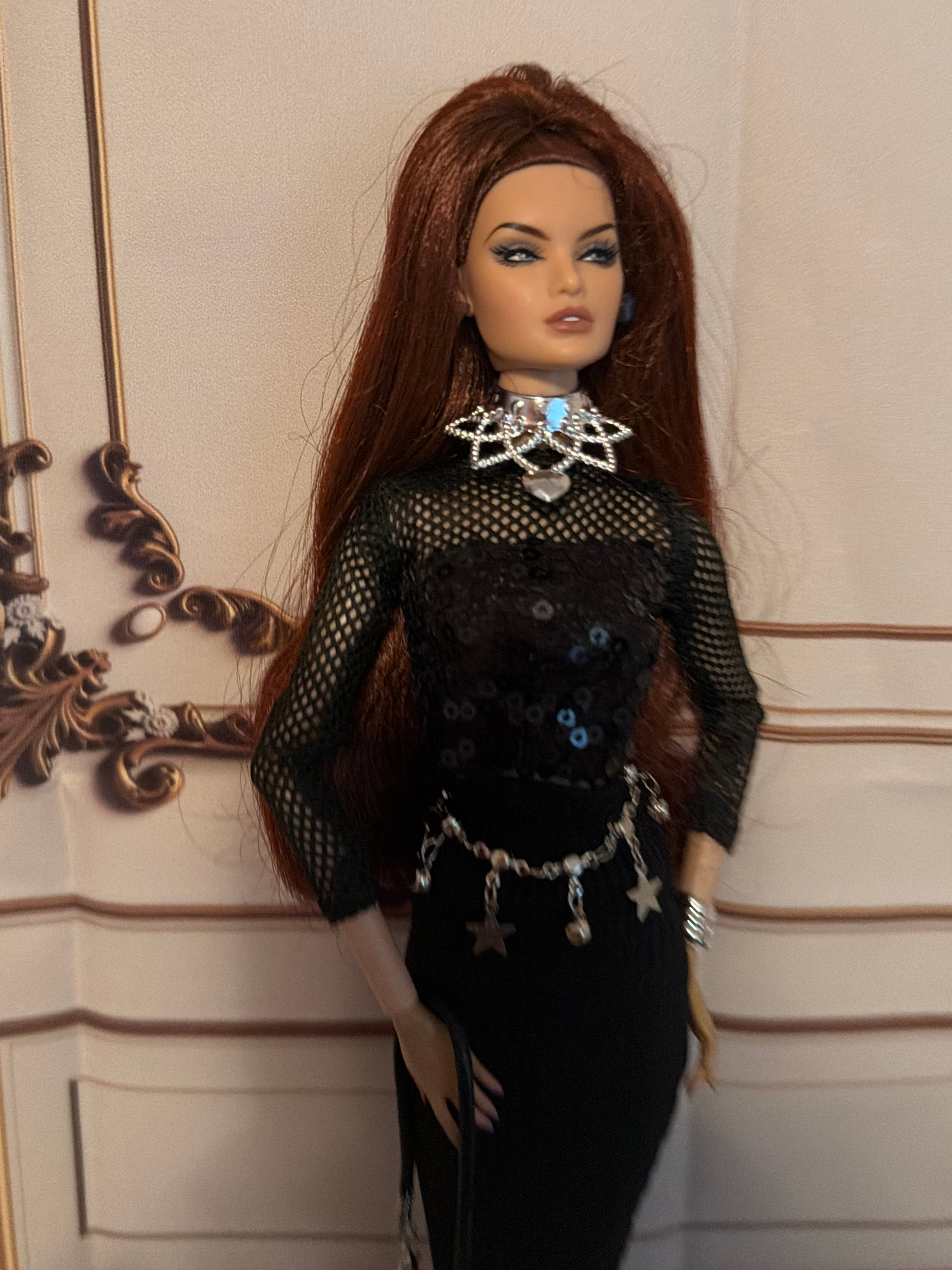 Black Mesh top, black sequin top, black skirt, accessories, complete outfit, free gift 🎉