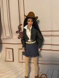Blue Jean Jacket, white top blue Jean skirt this this item is a complete outfit and includes a free gift 🎉