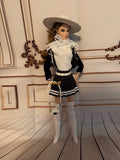 New black coat white shirt, black skirt, accessories, free gift 🎉