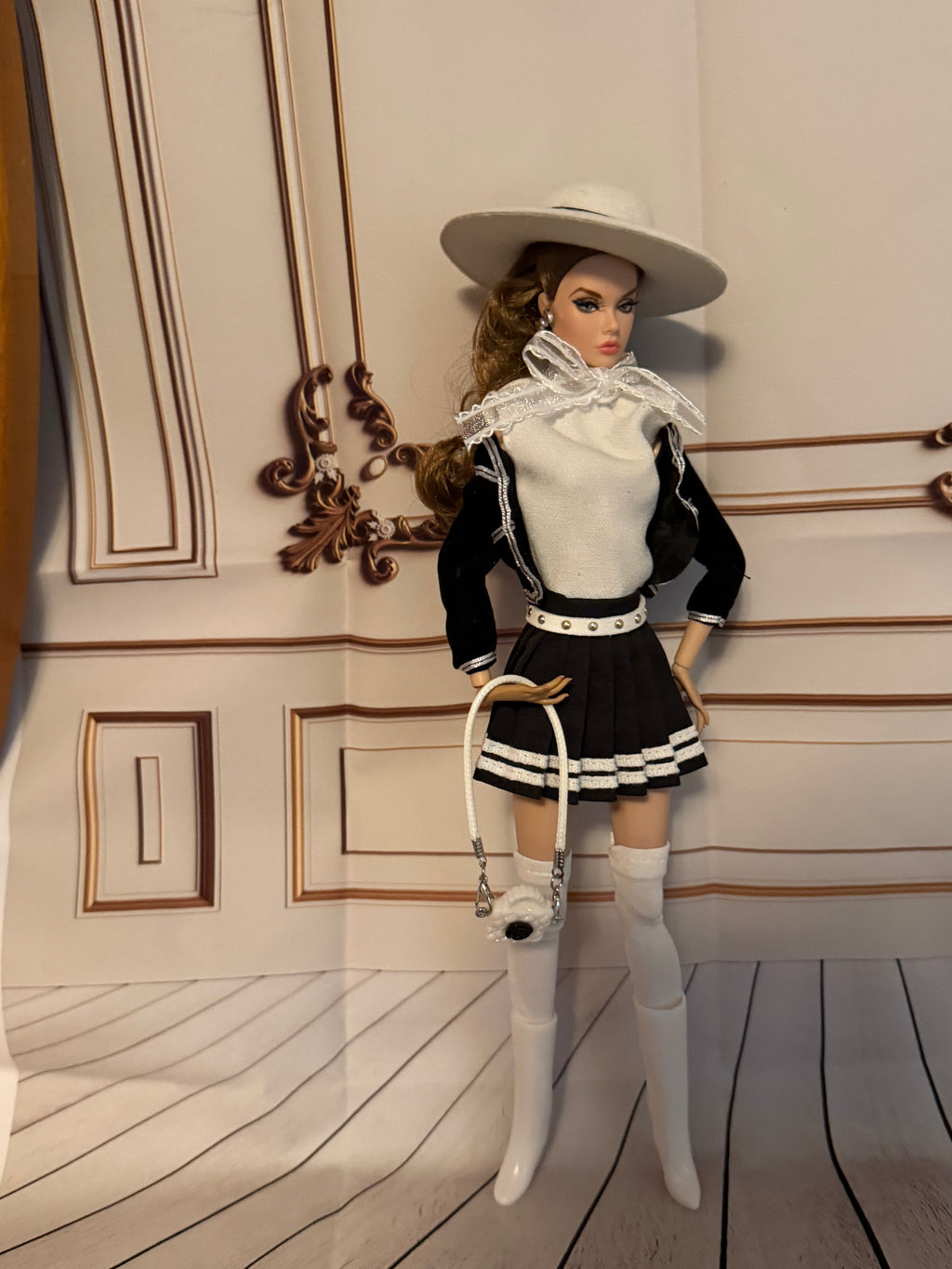 New black coat white shirt, black skirt, accessories, free gift 🎉
