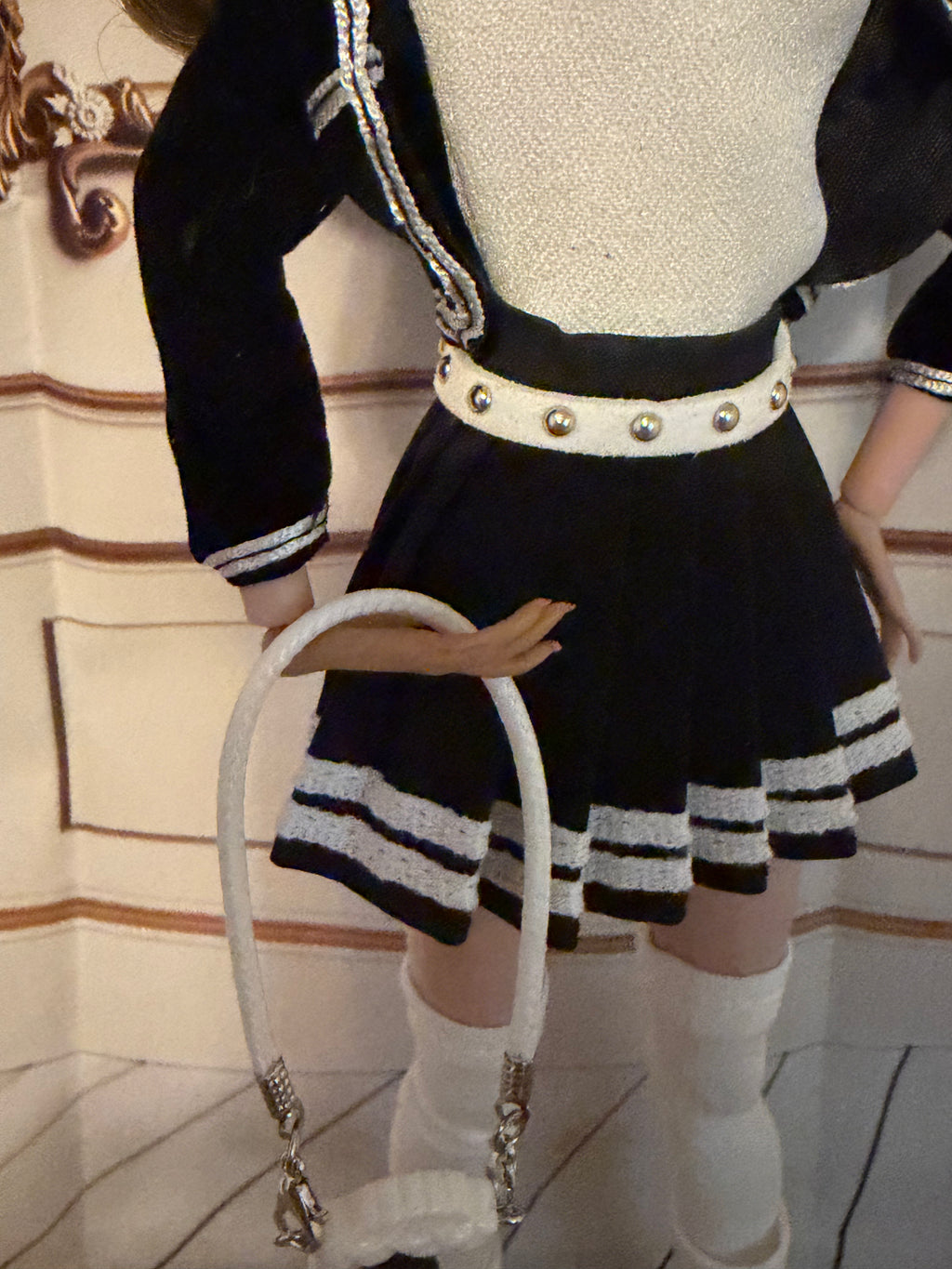 New black coat white shirt, black skirt, accessories, free gift 🎉