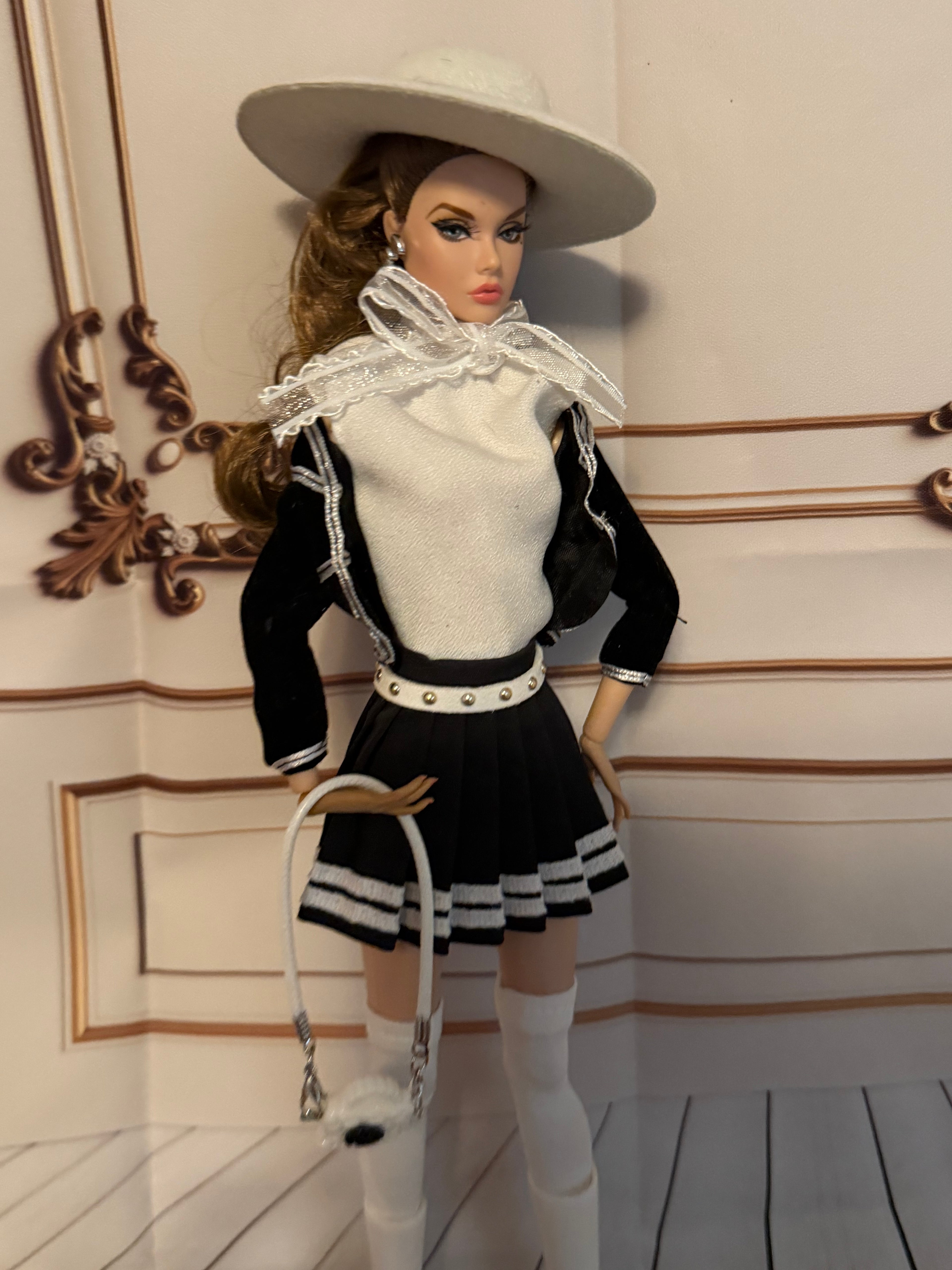 New black coat white shirt, black skirt, accessories, free gift 🎉
